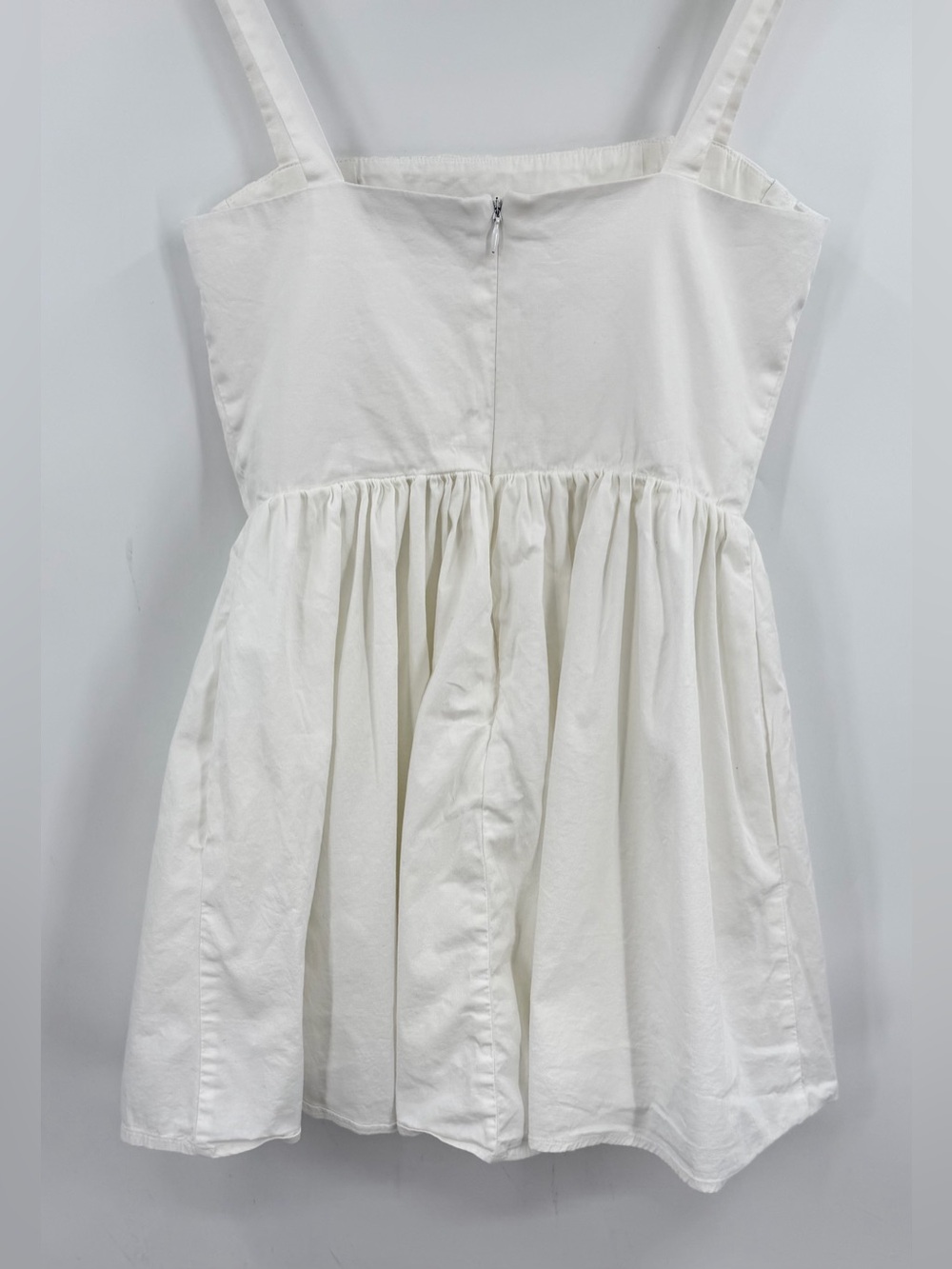 Zara White Cotton Corset babydoll mini Dress S summer vacation bridal drop waist - Picture 6 of 13